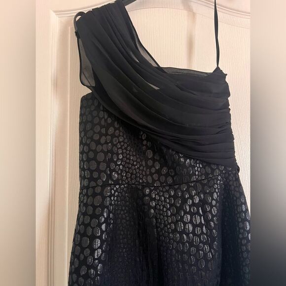 Laundry by shelli segal black brocade chiffon one shoulder dress - Picture 3 of 11